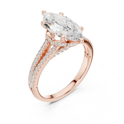 Marquise Hidden Halo Lab Grown Diamond Engagement Ring