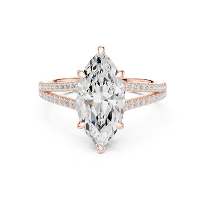 Marquise Hidden Halo Lab Grown Diamond Engagement Ring