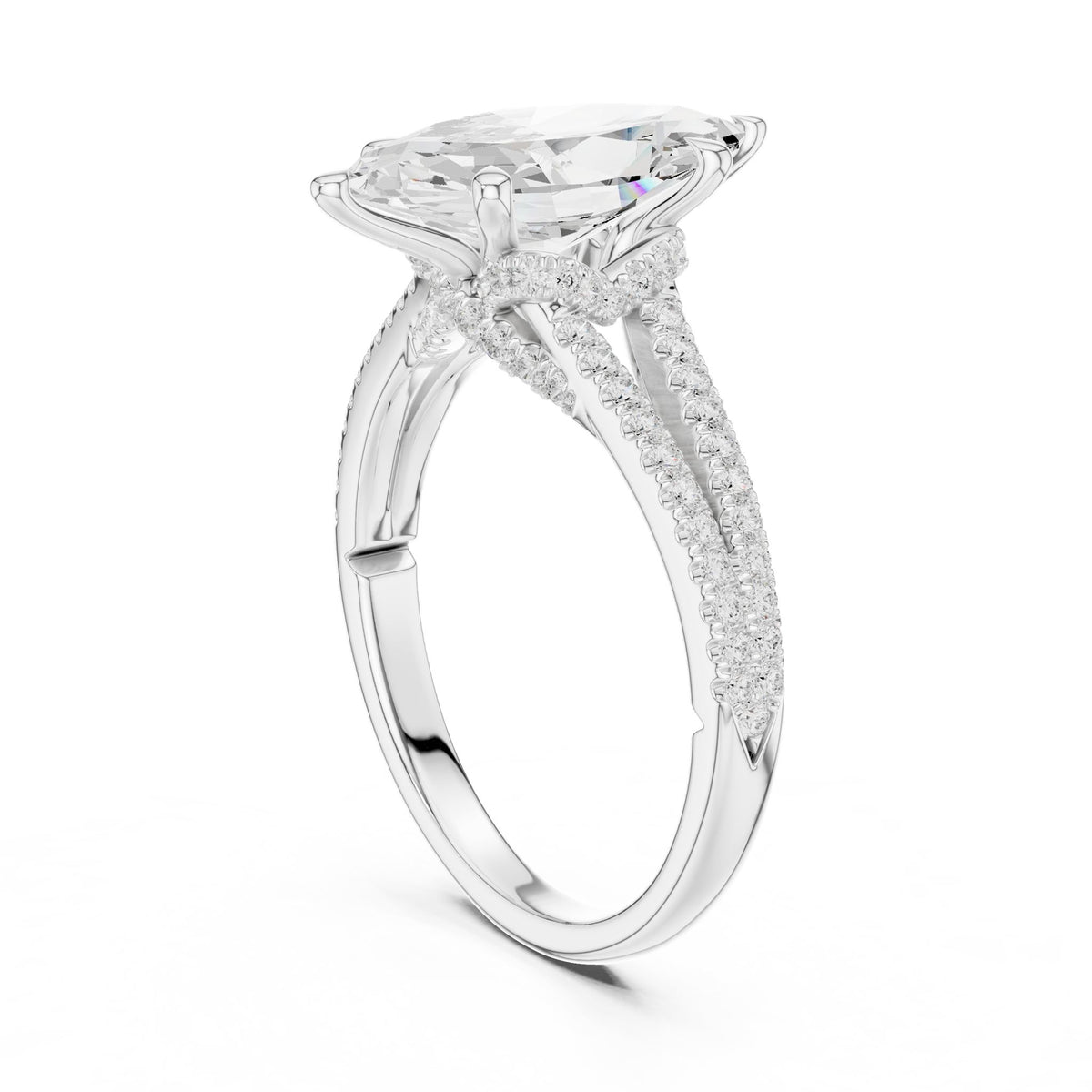 Marquise Hidden Halo Lab Grown Diamond Engagement Ring