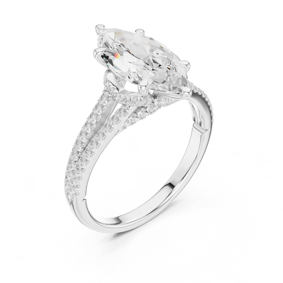 Marquise Hidden Halo Lab Grown Diamond Engagement Ring