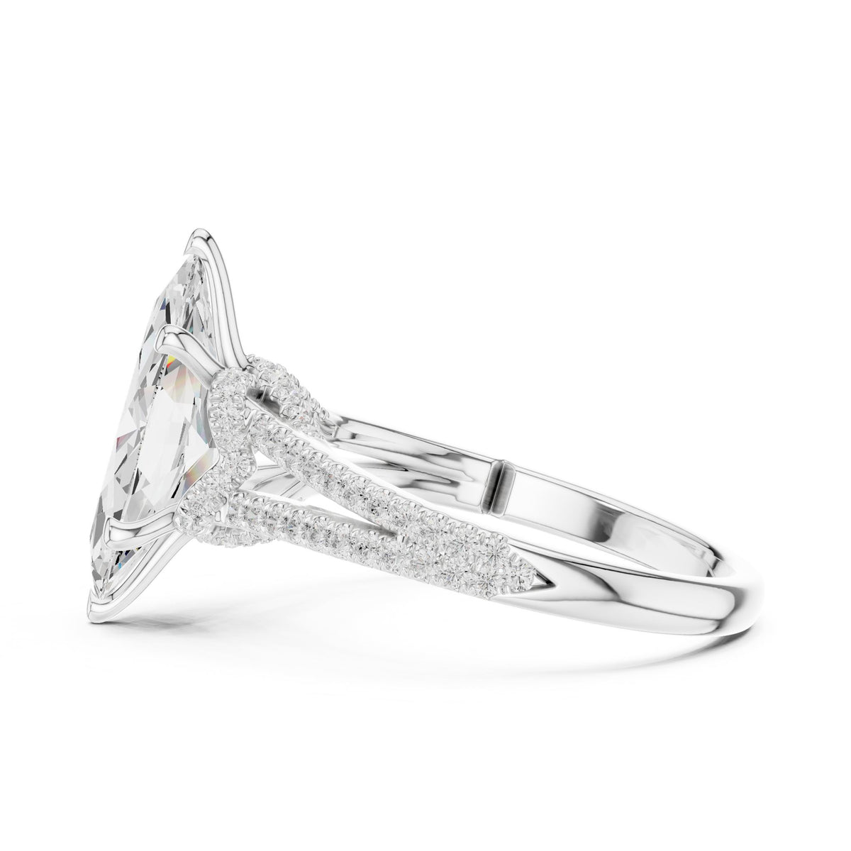 Marquise Hidden Halo Lab Grown Diamond Engagement Ring