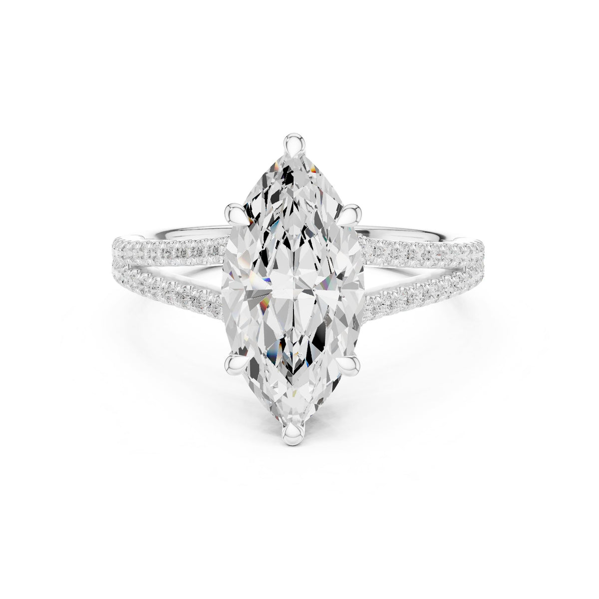 Marquise Hidden Halo Lab Grown Diamond Engagement Ring