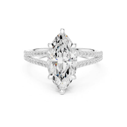 Marquise Hidden Halo Lab Grown Diamond Engagement Ring
