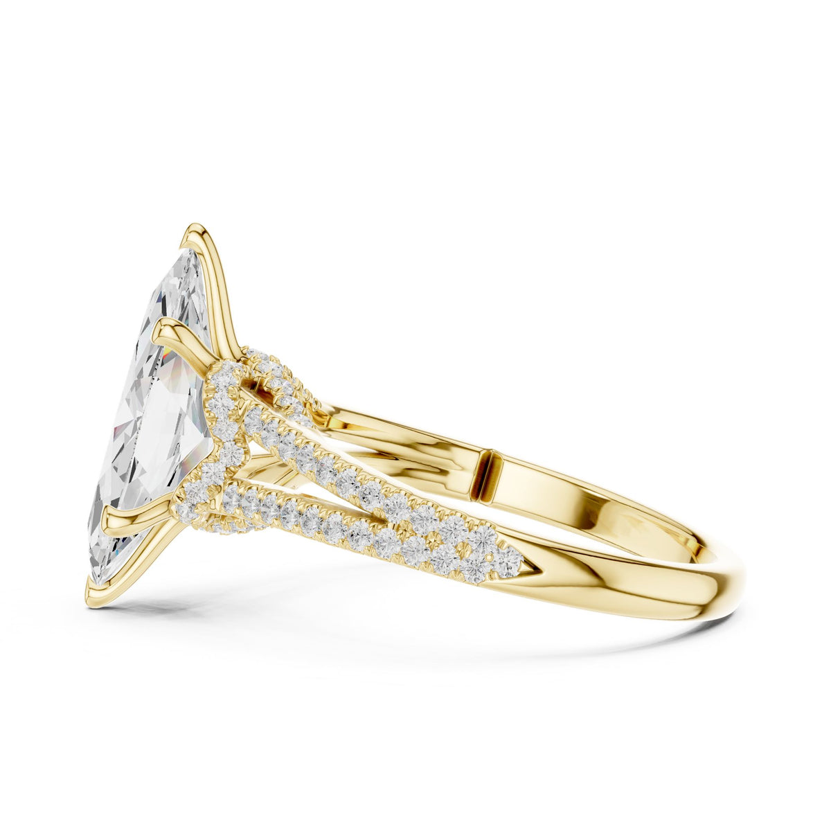 Marquise Hidden Halo Lab Grown Diamond Engagement Ring