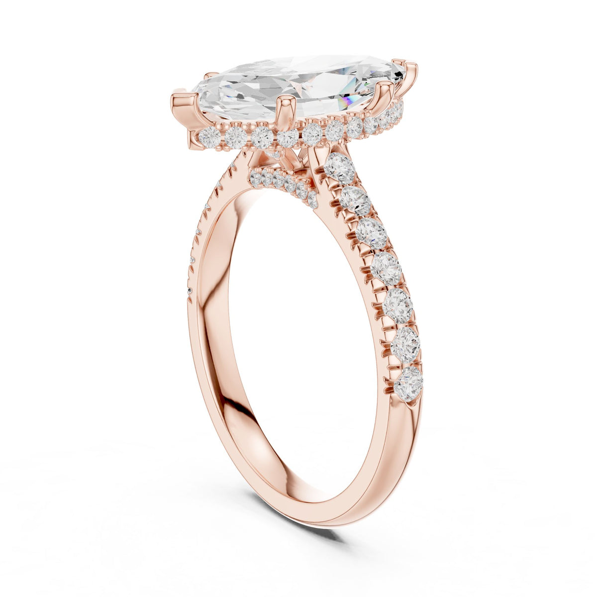 Marquise Hidden Halo Lab Grown Diamond Engagement Ring