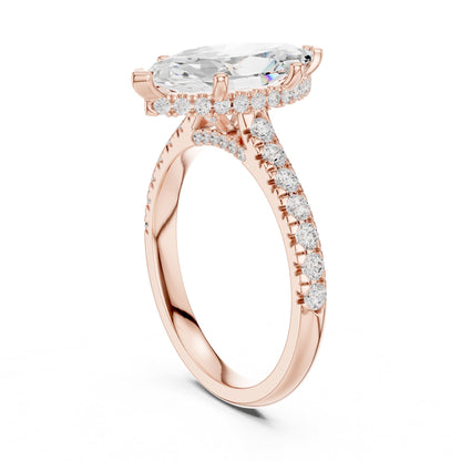Marquise Hidden Halo Lab Grown Diamond Engagement Ring