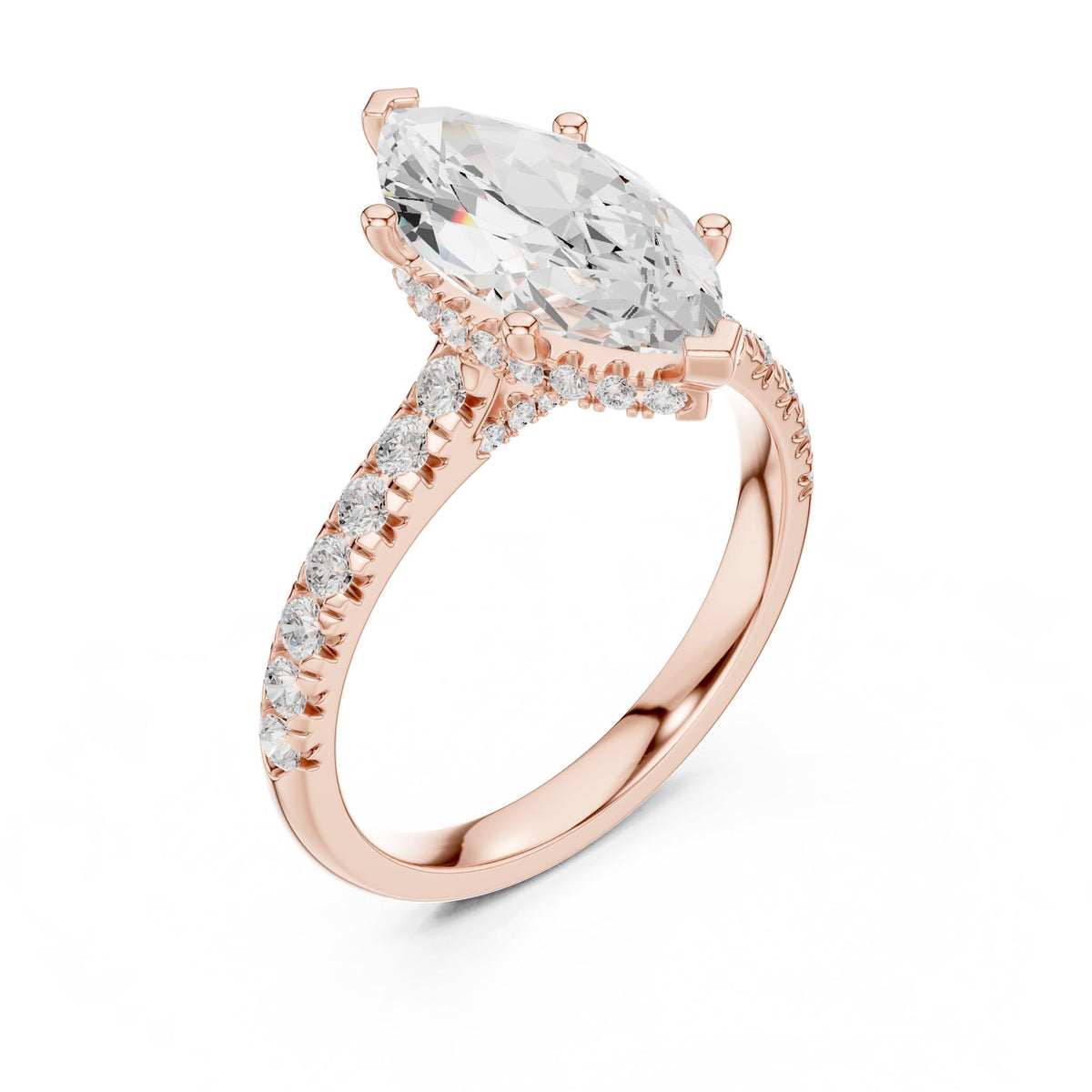 Marquise Hidden Halo Lab Grown Diamond Engagement Ring