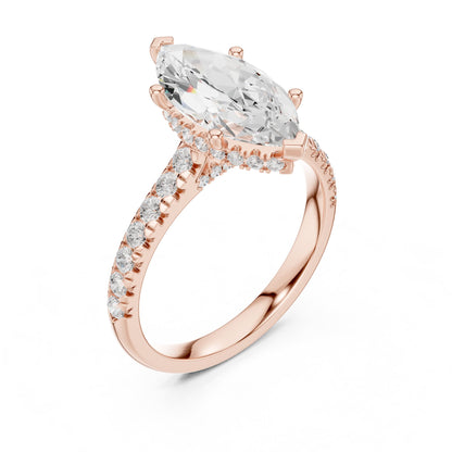Marquise Hidden Halo Lab Grown Diamond Engagement Ring