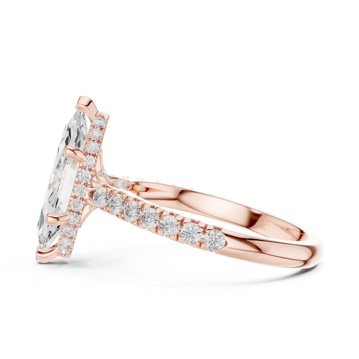 Marquise Hidden Halo Lab Grown Diamond Engagement Ring