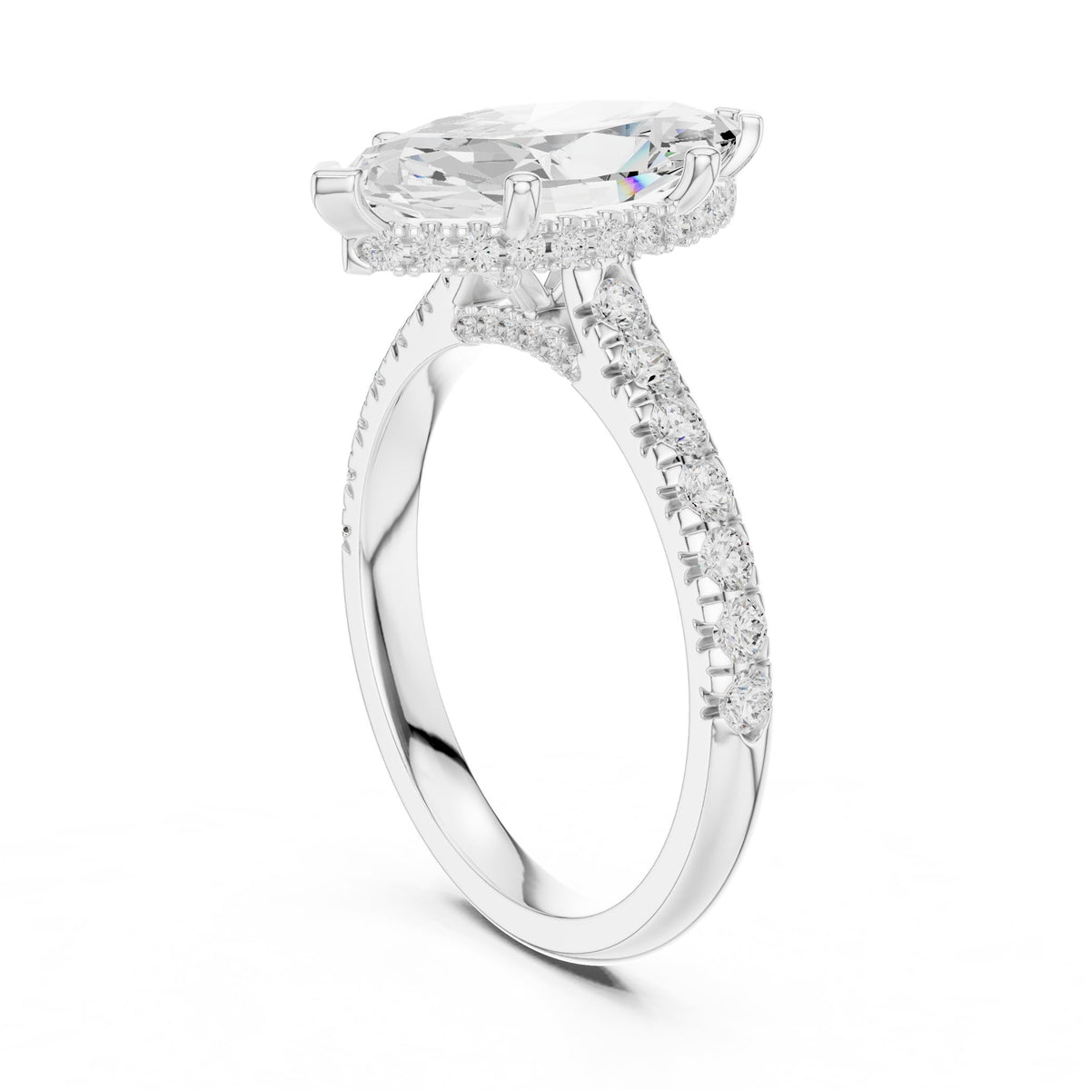 Marquise Hidden Halo Lab Grown Diamond Engagement Ring