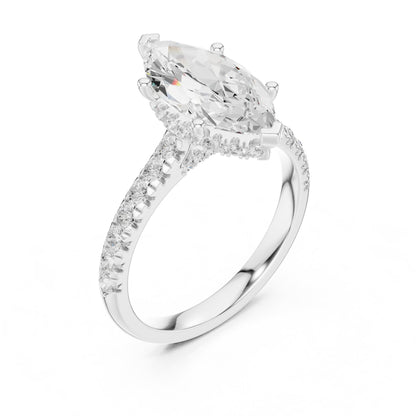 Marquise Hidden Halo Lab Grown Diamond Engagement Ring
