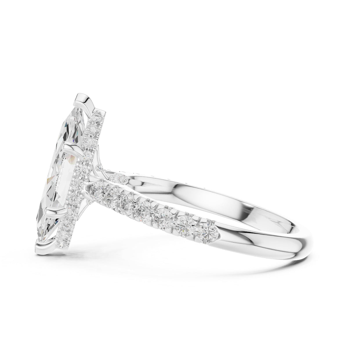Marquise Hidden Halo Lab Grown Diamond Engagement Ring