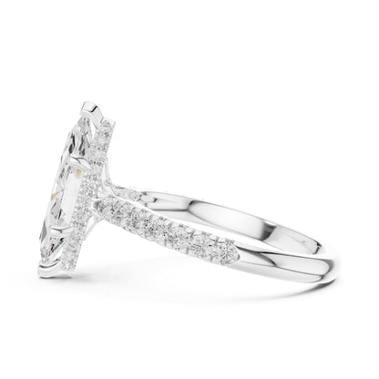 Marquise Hidden Halo Lab Grown Diamond Engagement Ring