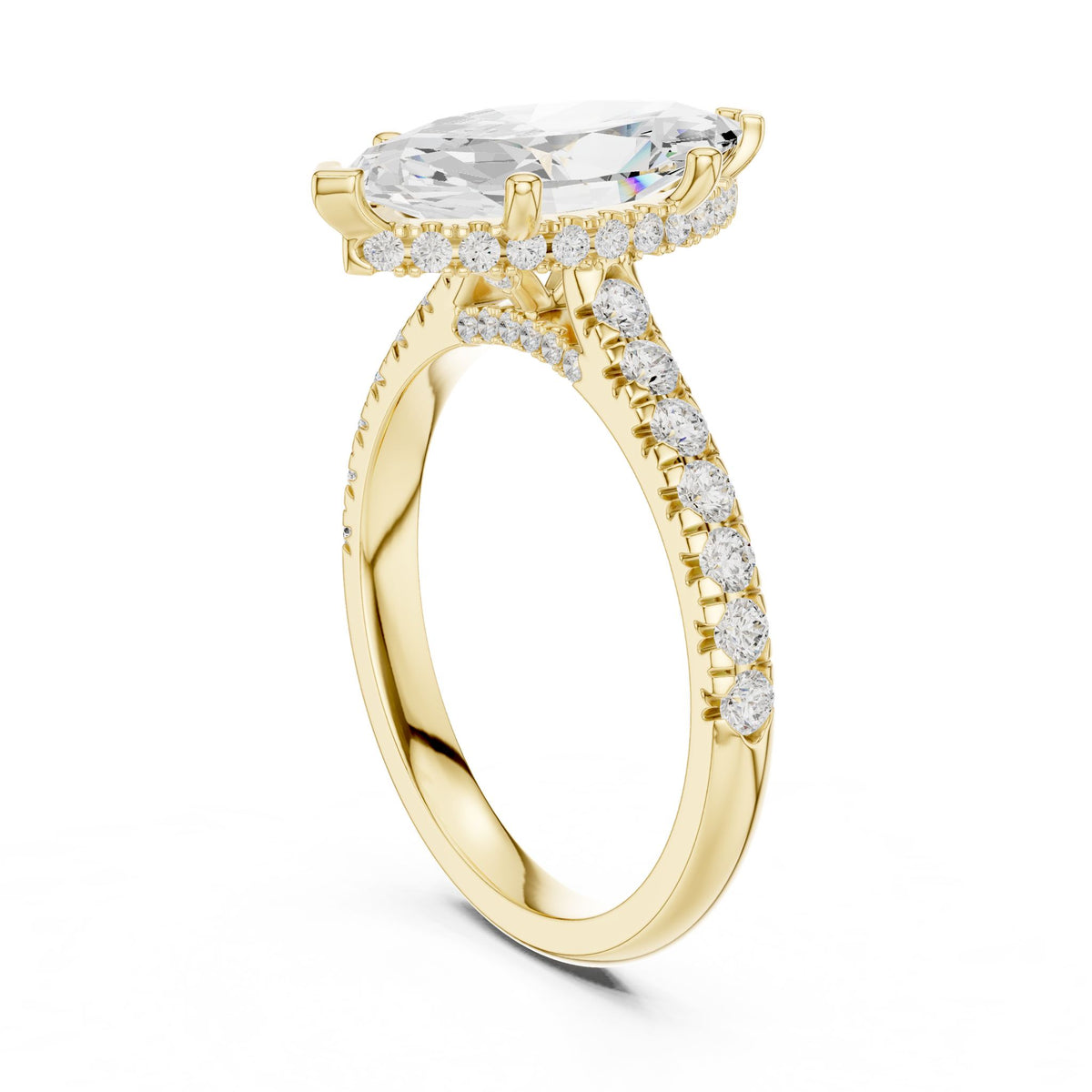 Marquise Hidden Halo Lab Grown Diamond Engagement Ring