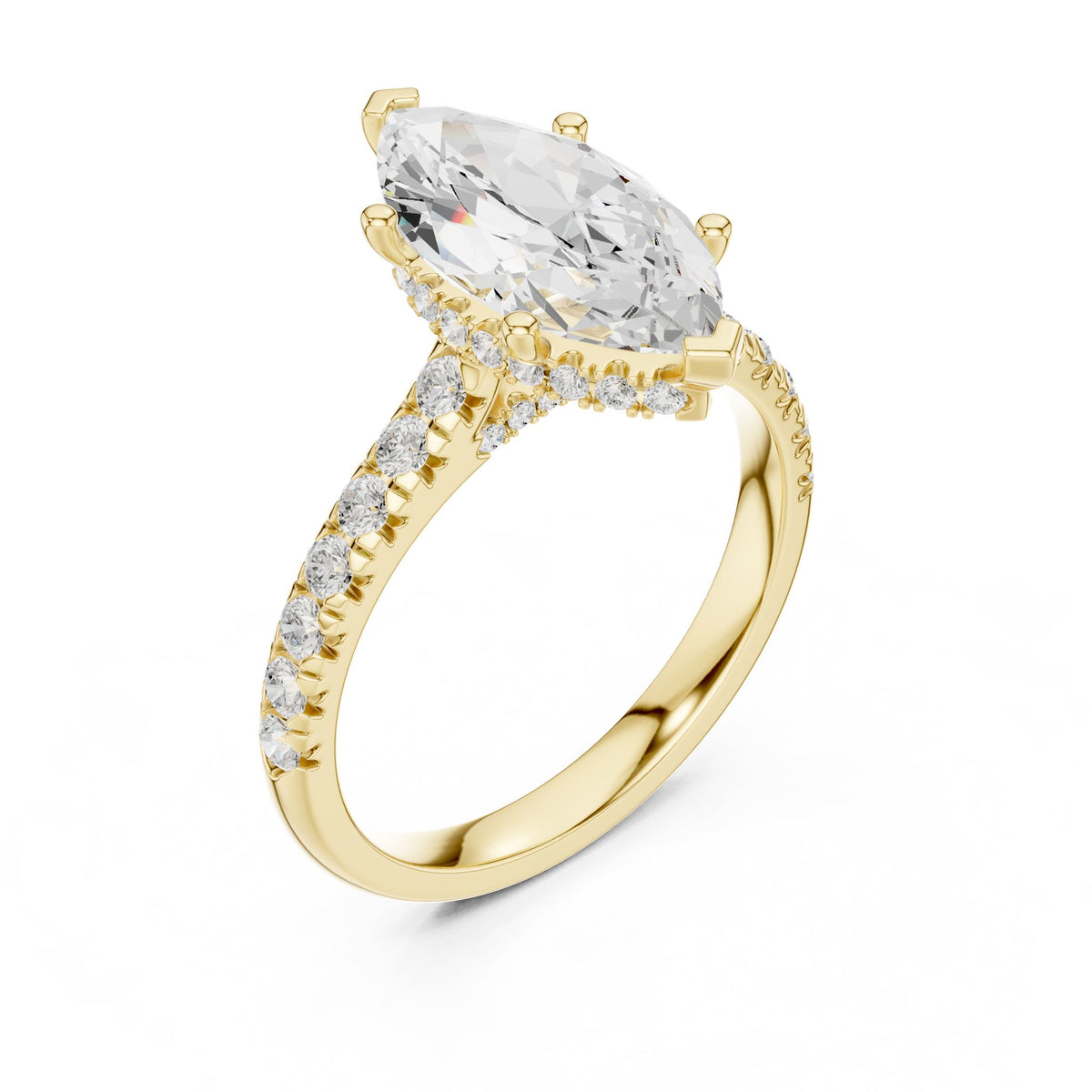Marquise Hidden Halo Lab Grown Diamond Engagement Ring