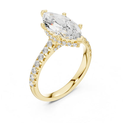 Marquise Hidden Halo Lab Grown Diamond Engagement Ring