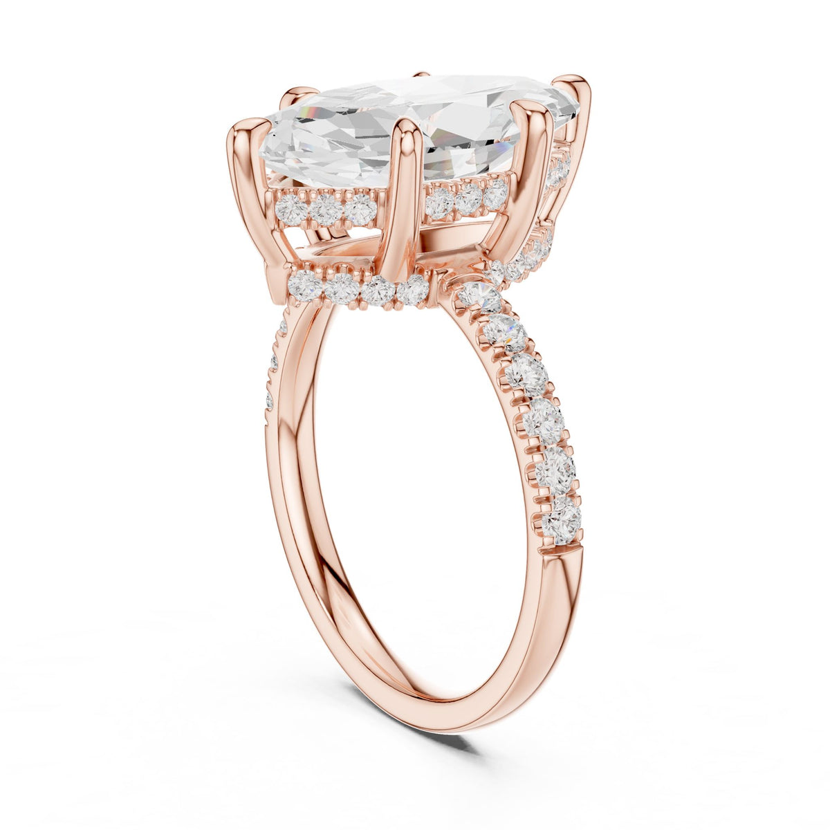 Marquise Hidden Halo Lab Grown Diamond Engagement Ring