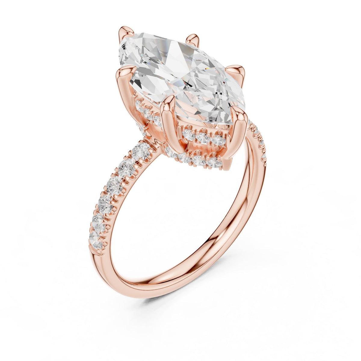 Marquise Hidden Halo Lab Grown Diamond Engagement Ring