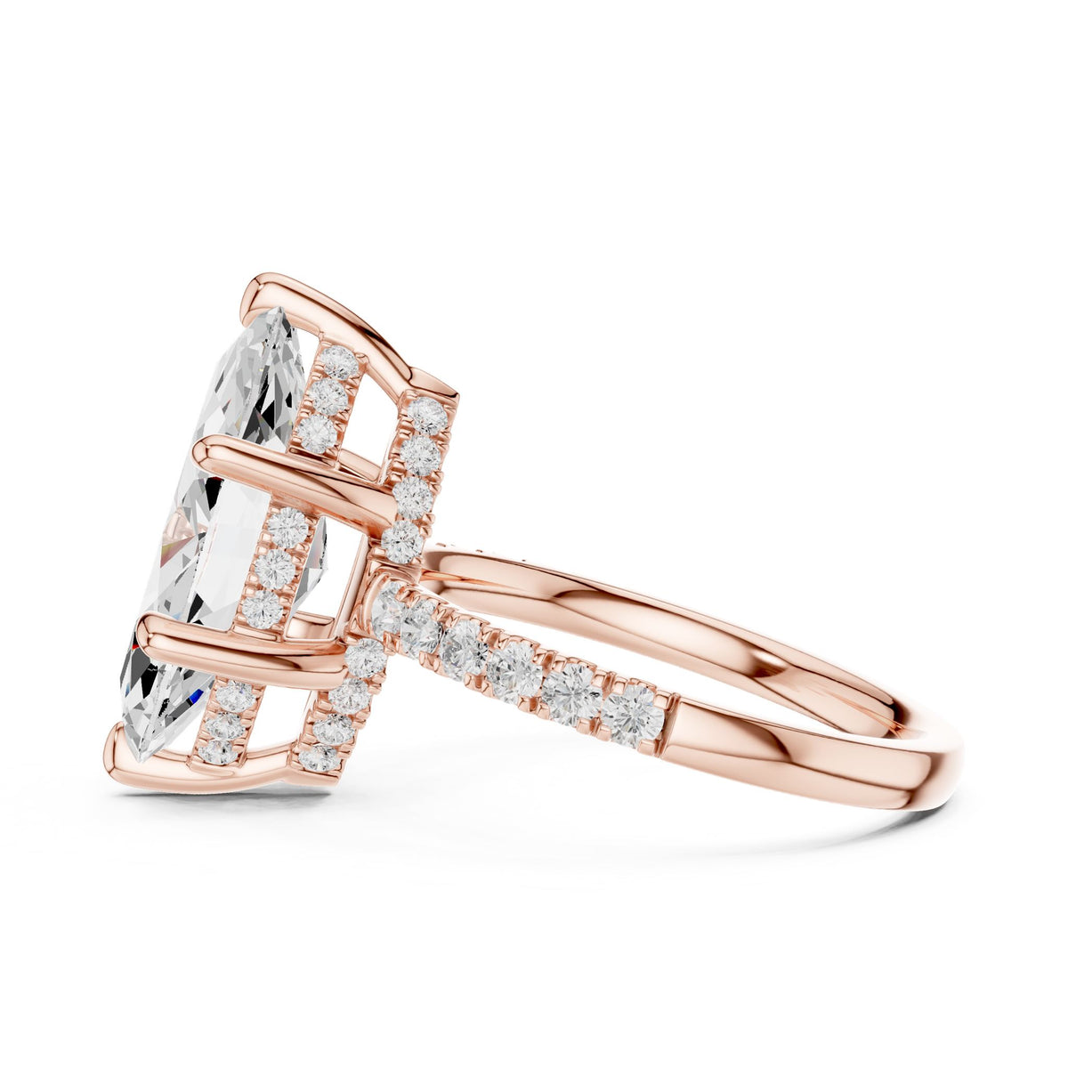 Marquise Hidden Halo Lab Grown Diamond Engagement Ring
