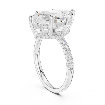 Marquise Hidden Halo Lab Grown Diamond Engagement Ring