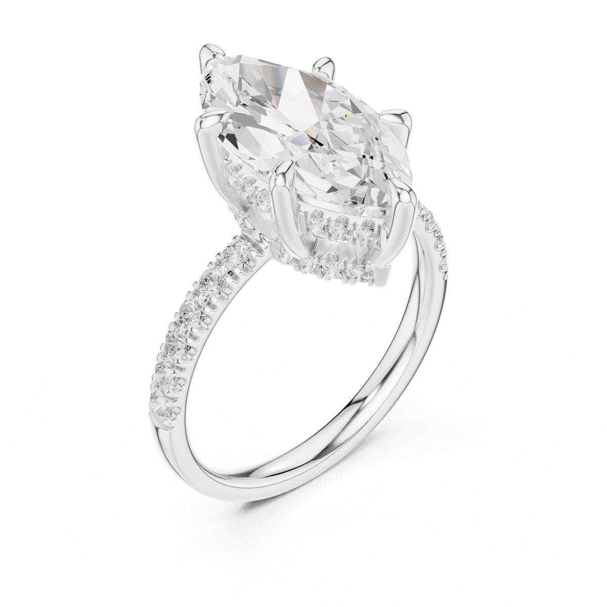 Marquise Hidden Halo Lab Grown Diamond Engagement Ring