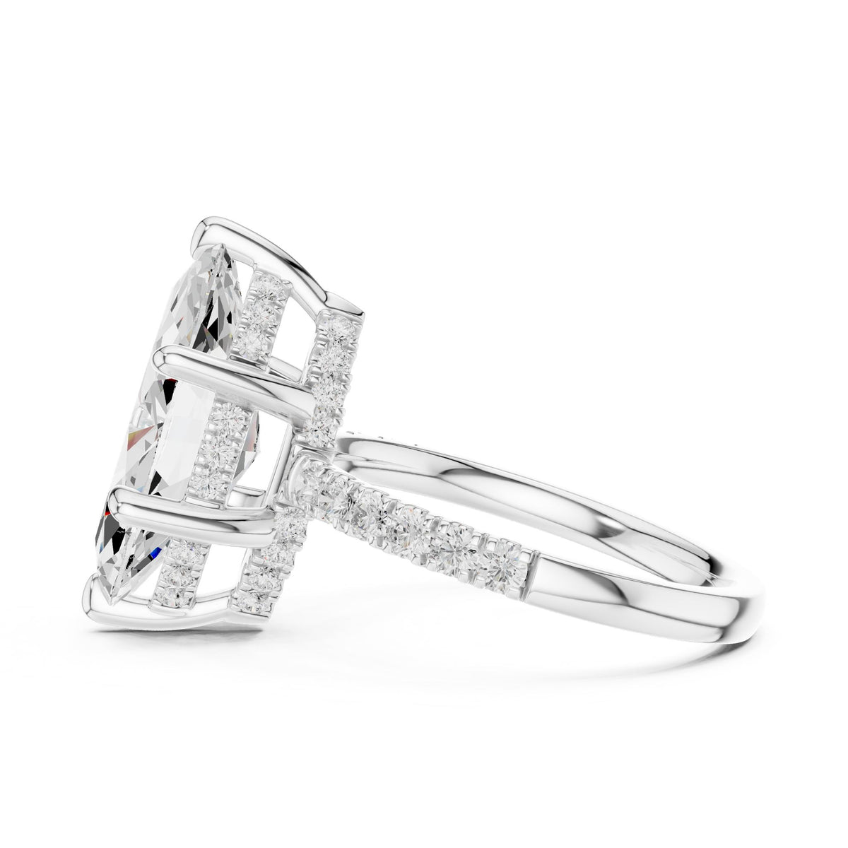 Marquise Hidden Halo Lab Grown Diamond Engagement Ring