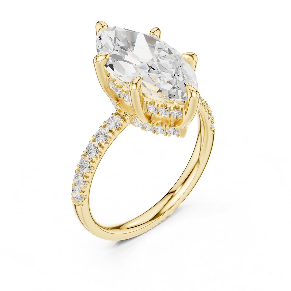 Marquise Hidden Halo Lab Grown Diamond Engagement Ring