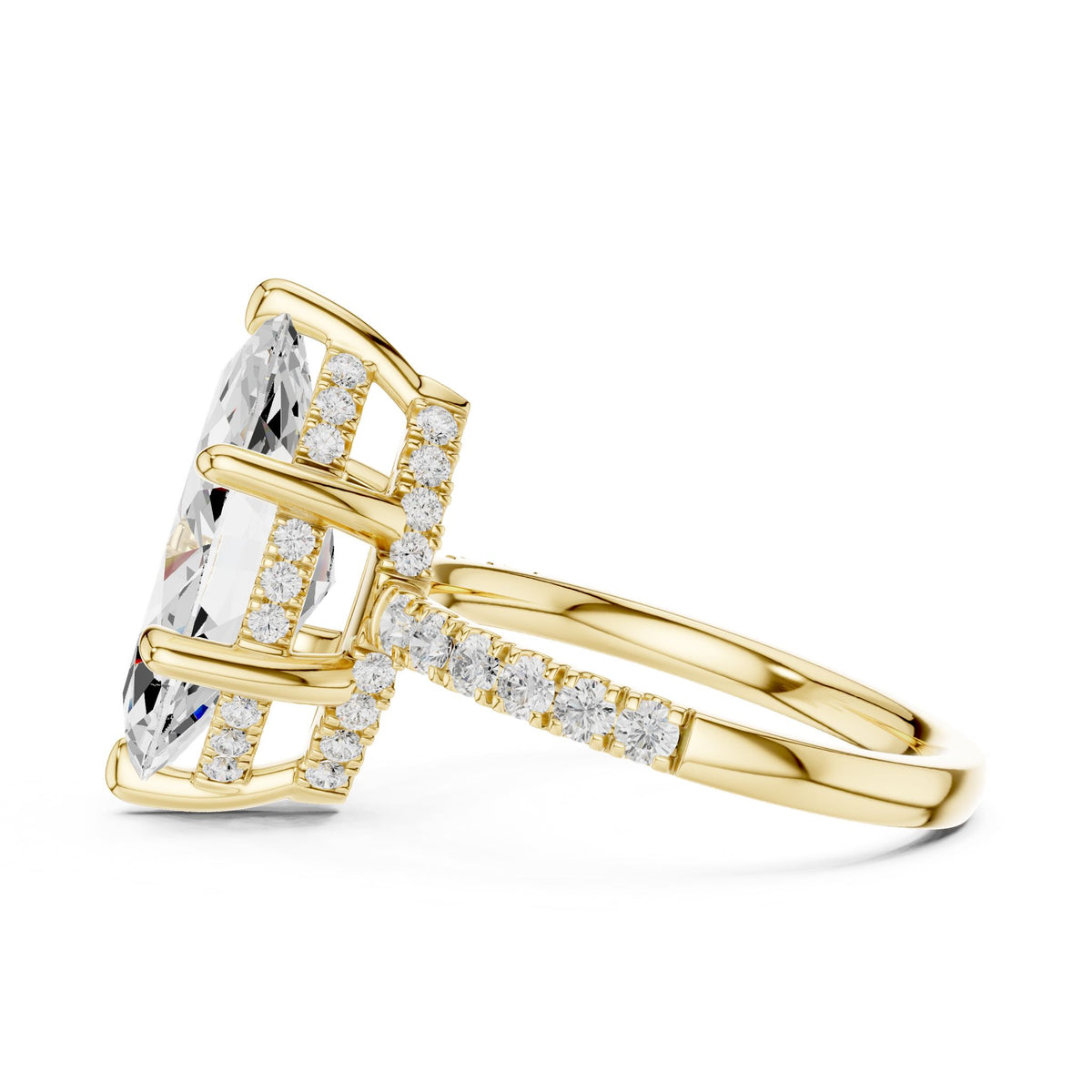 Marquise Hidden Halo Lab Grown Diamond Engagement Ring