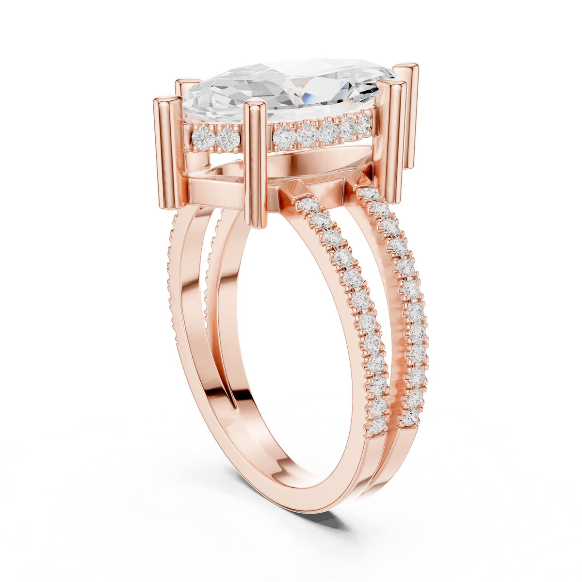 Marquise Hidden Halo Lab Grown Diamond Engagement Ring