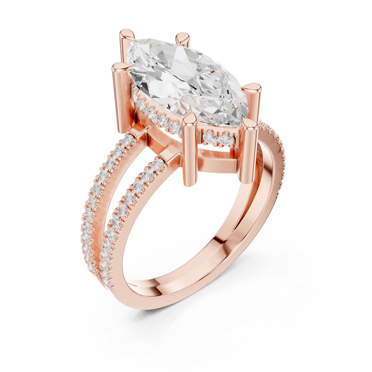 Marquise Hidden Halo Lab Grown Diamond Engagement Ring