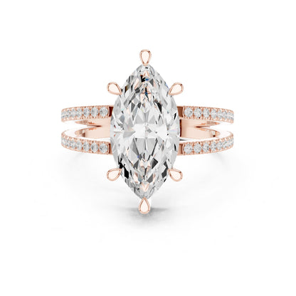 Marquise Hidden Halo Lab Grown Diamond Engagement Ring