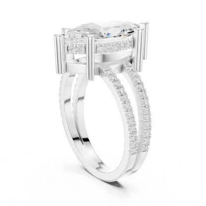Marquise Hidden Halo Lab Grown Diamond Engagement Ring