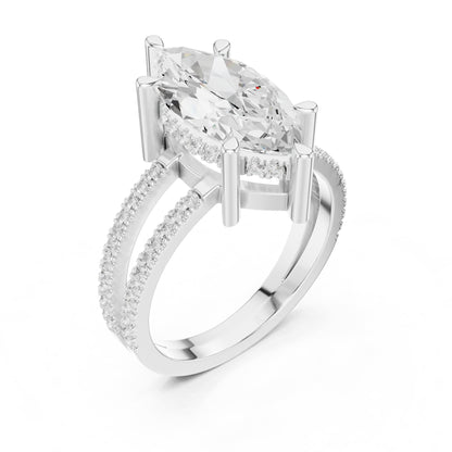 Marquise Hidden Halo Lab Grown Diamond Engagement Ring