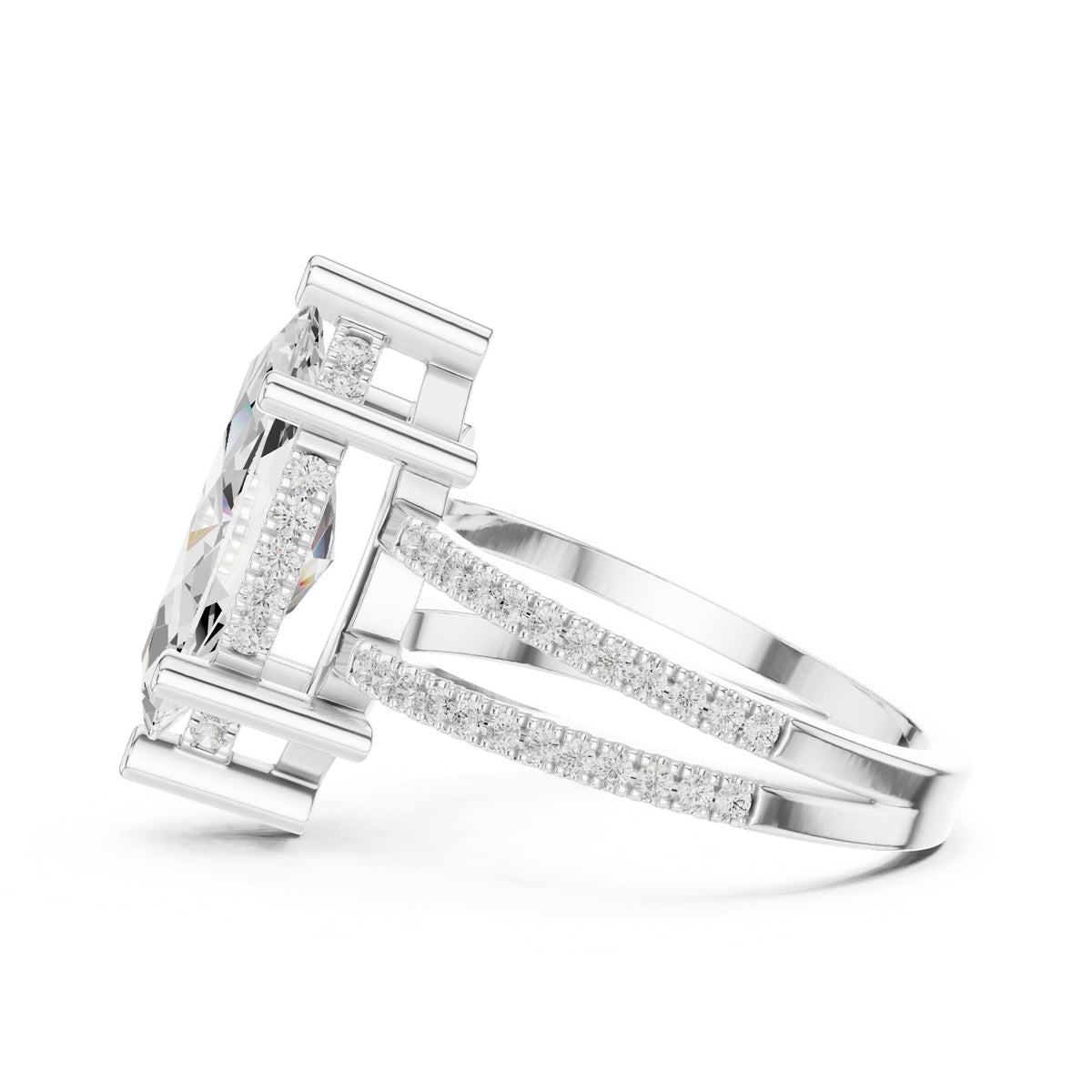 Marquise Hidden Halo Lab Grown Diamond Engagement Ring