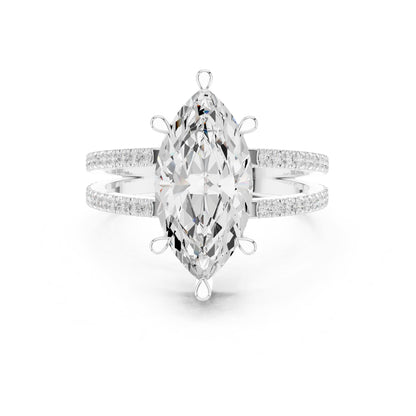 Marquise Hidden Halo Lab Grown Diamond Engagement Ring