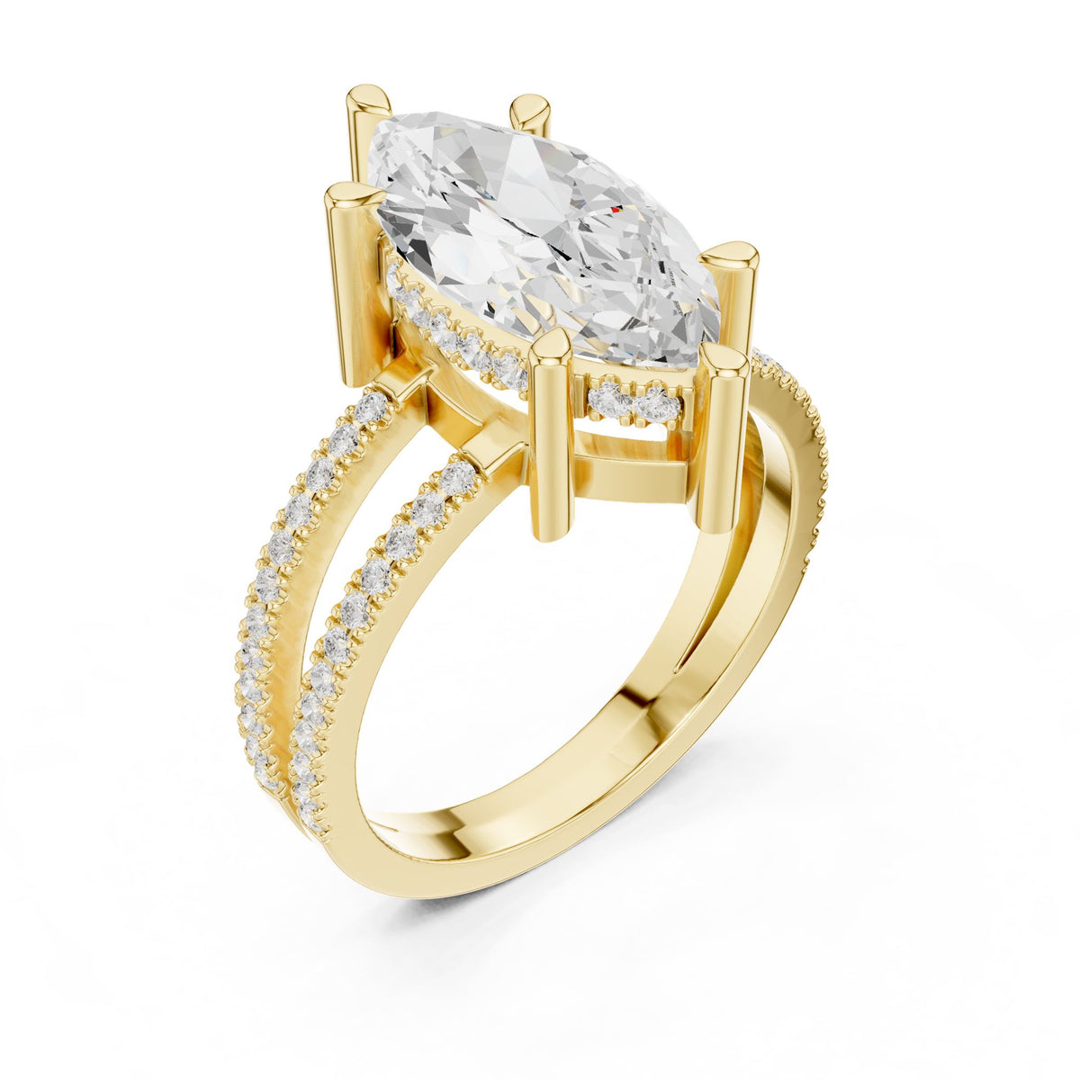 Marquise Hidden Halo Lab Grown Diamond Engagement Ring