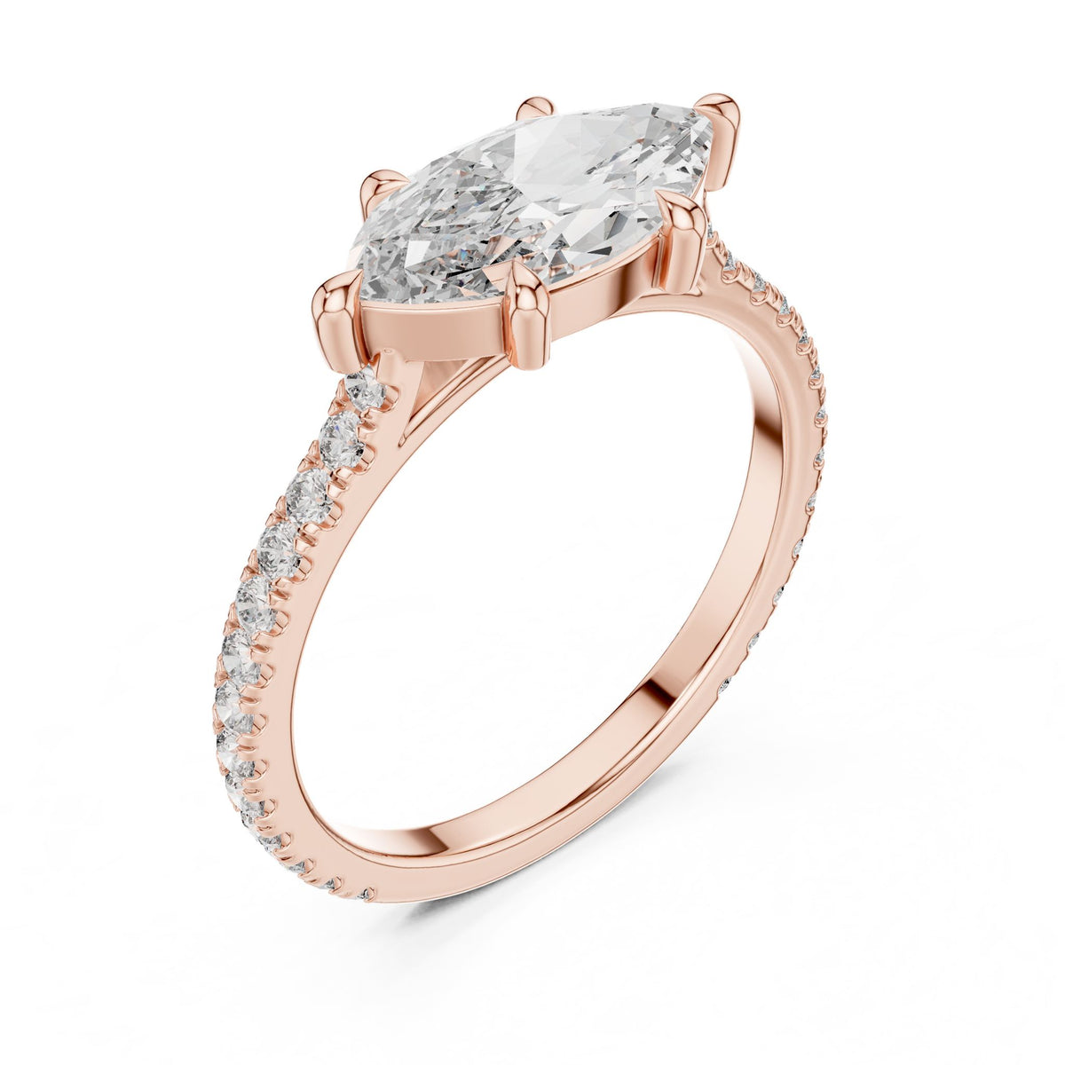 Marquise Pave Lab Grown Diamond Engagement Ring