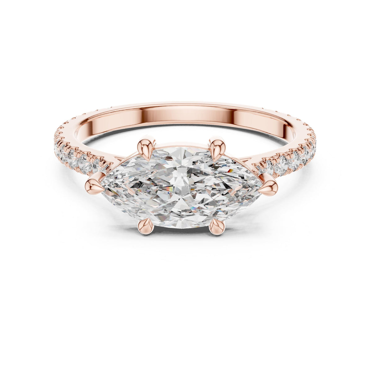 Marquise Pave Lab Grown Diamond Engagement Ring