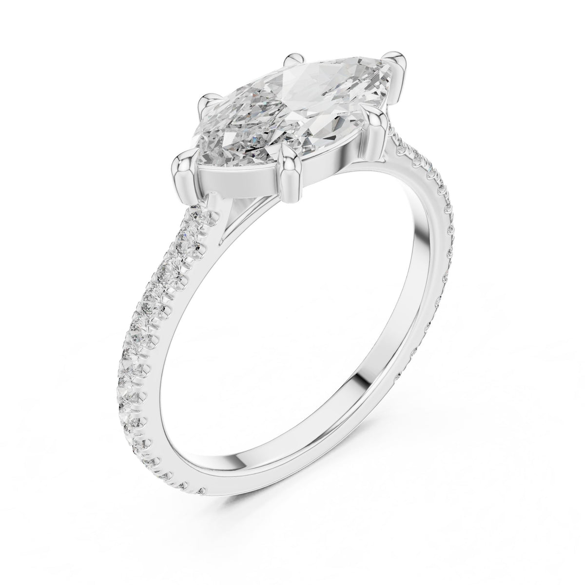 Marquise Pave Lab Grown Diamond Engagement Ring