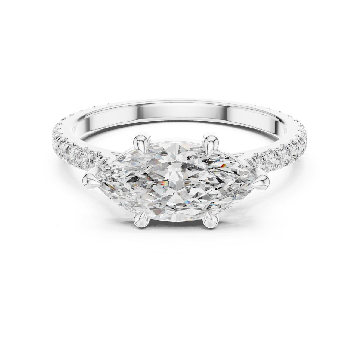 Marquise Pave Lab Grown Diamond Engagement Ring