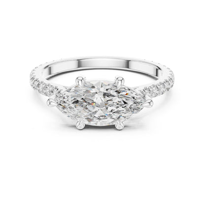 Marquise Pave Lab Grown Diamond Engagement Ring
