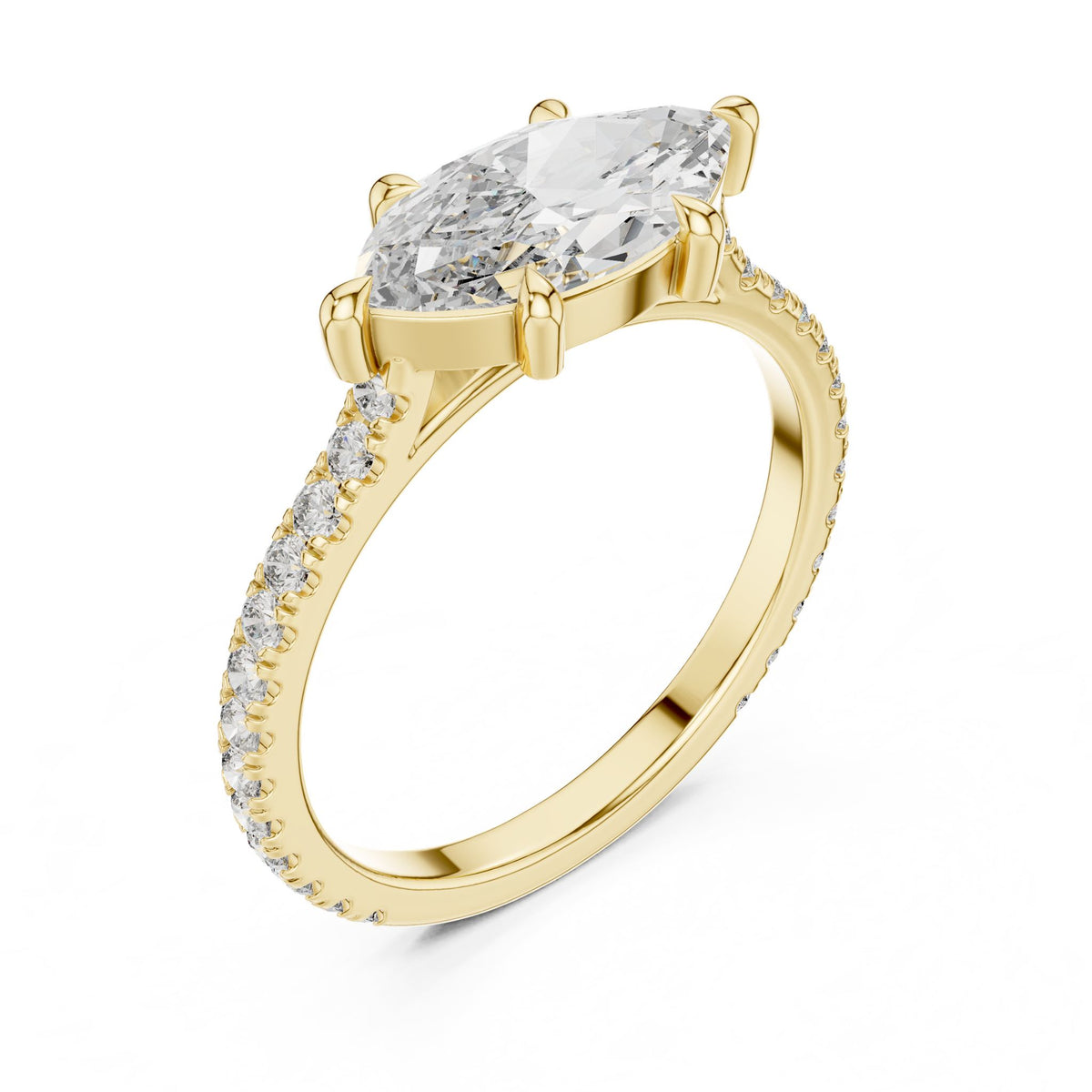 Marquise Pave Lab Grown Diamond Engagement Ring