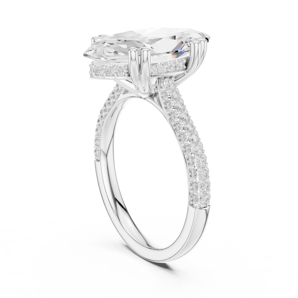Marquise Pave Lab Grown Diamond Engagement Ring
