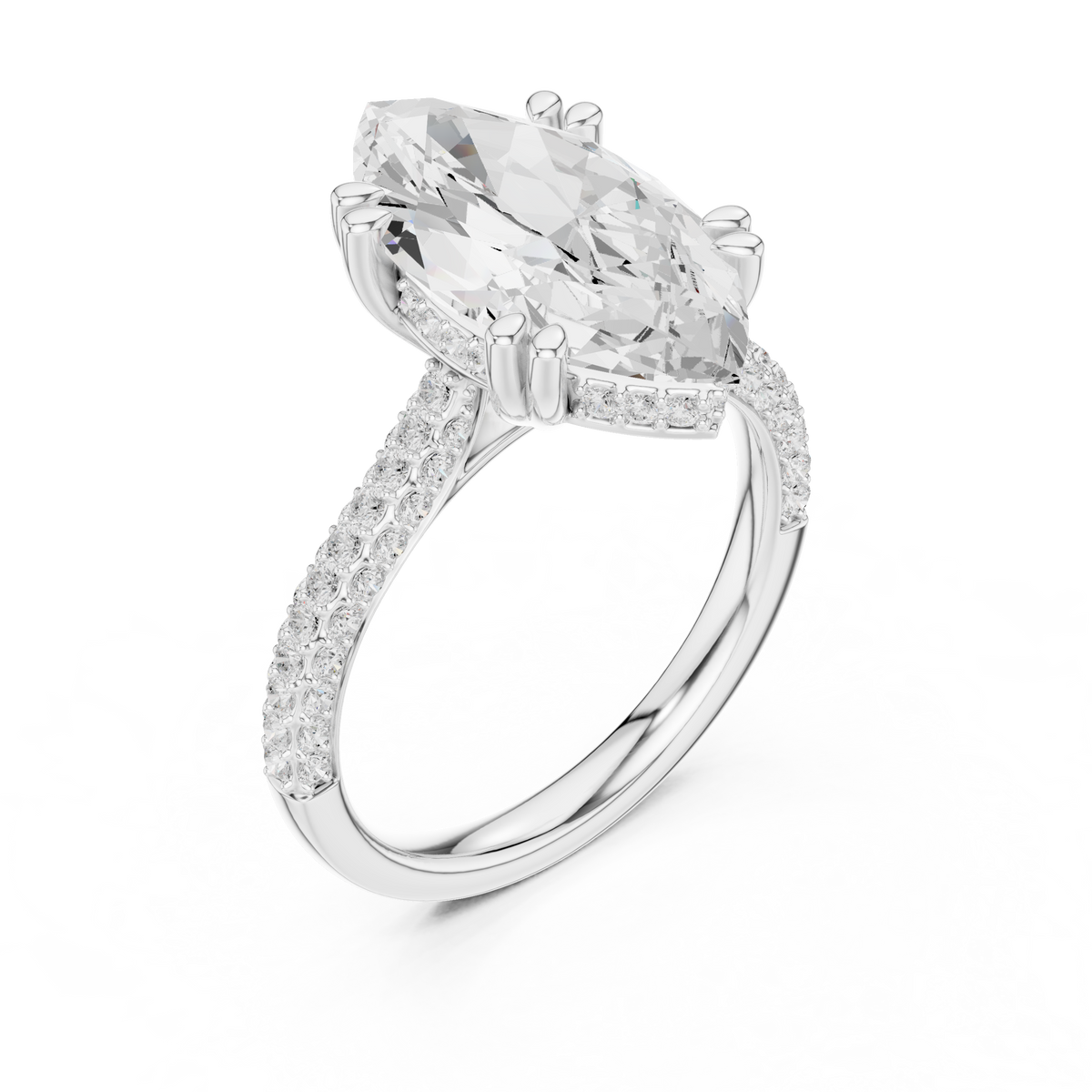 Marquise Pave Lab Grown Diamond Engagement Ring