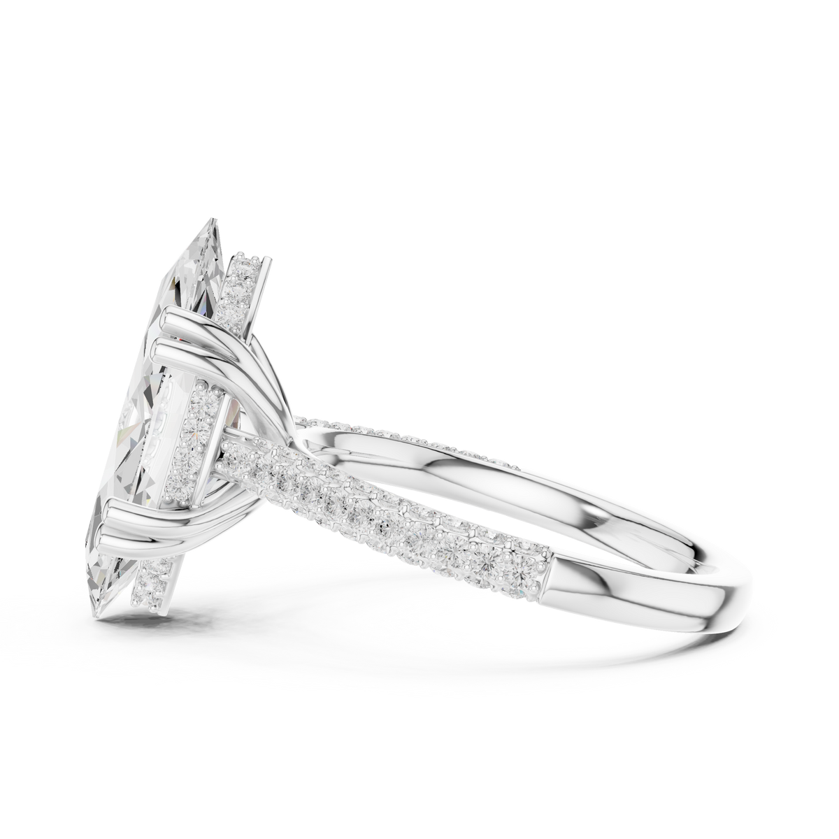 Marquise Pave Lab Grown Diamond Engagement Ring
