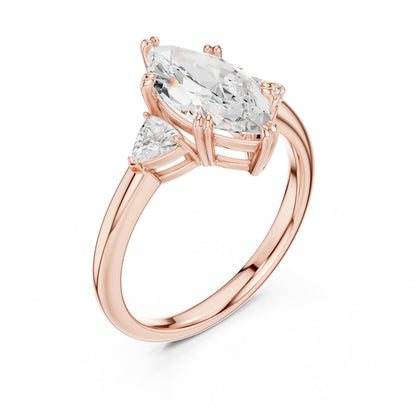 Marquise Three Stone Lab Grown Diamond Engagement Ring
