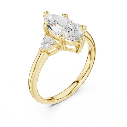 Marquise Three Stone Lab Grown Diamond Engagement Ring