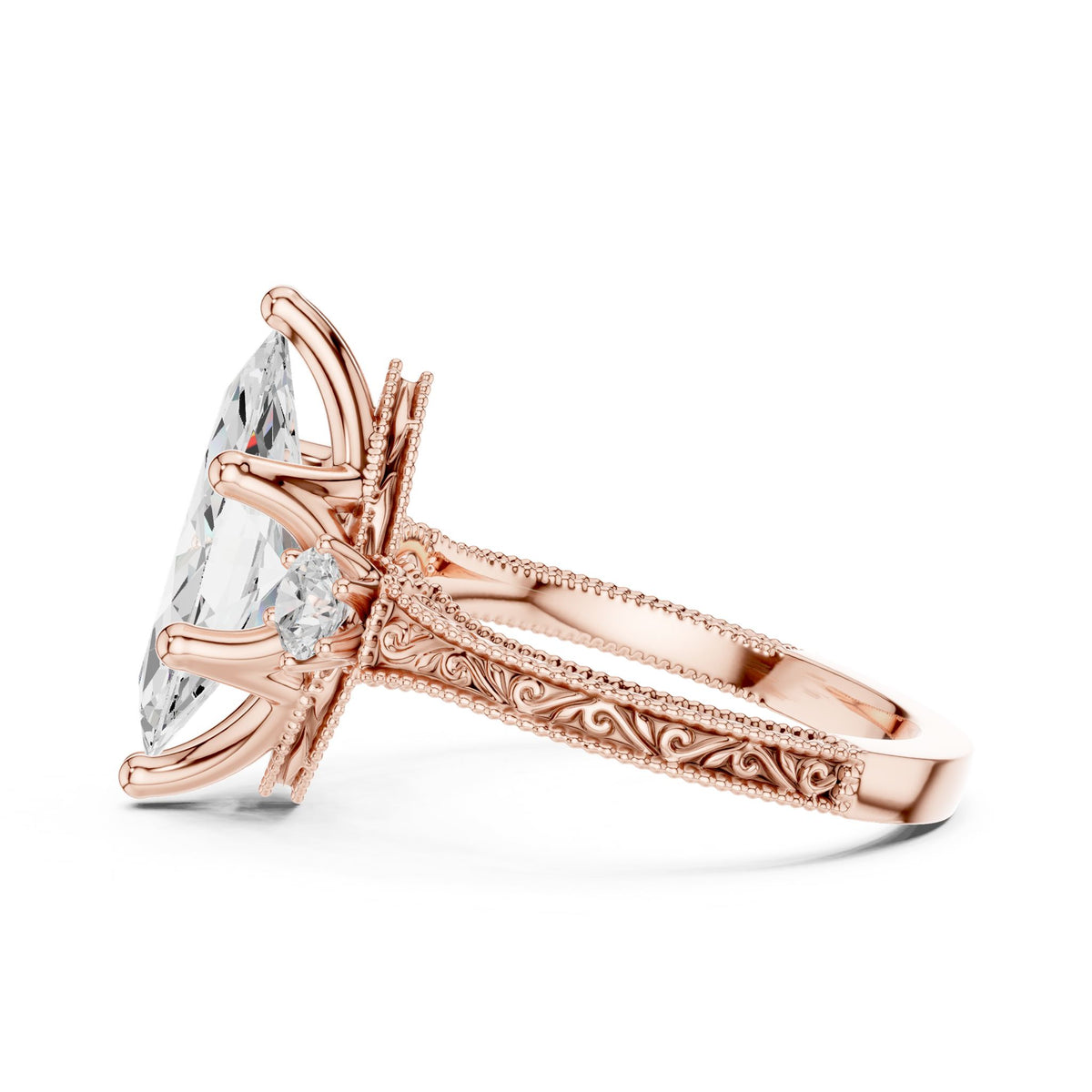 Marquise Three Stone Lab Grown Diamond Engagement Ring