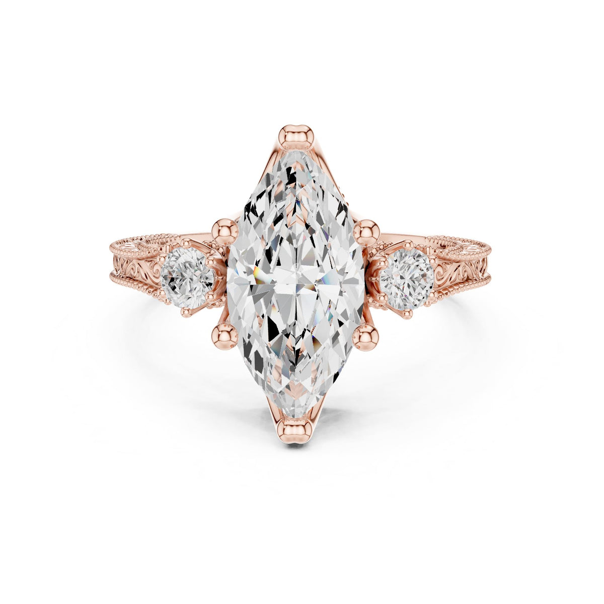 Marquise Three Stone Lab Grown Diamond Engagement Ring