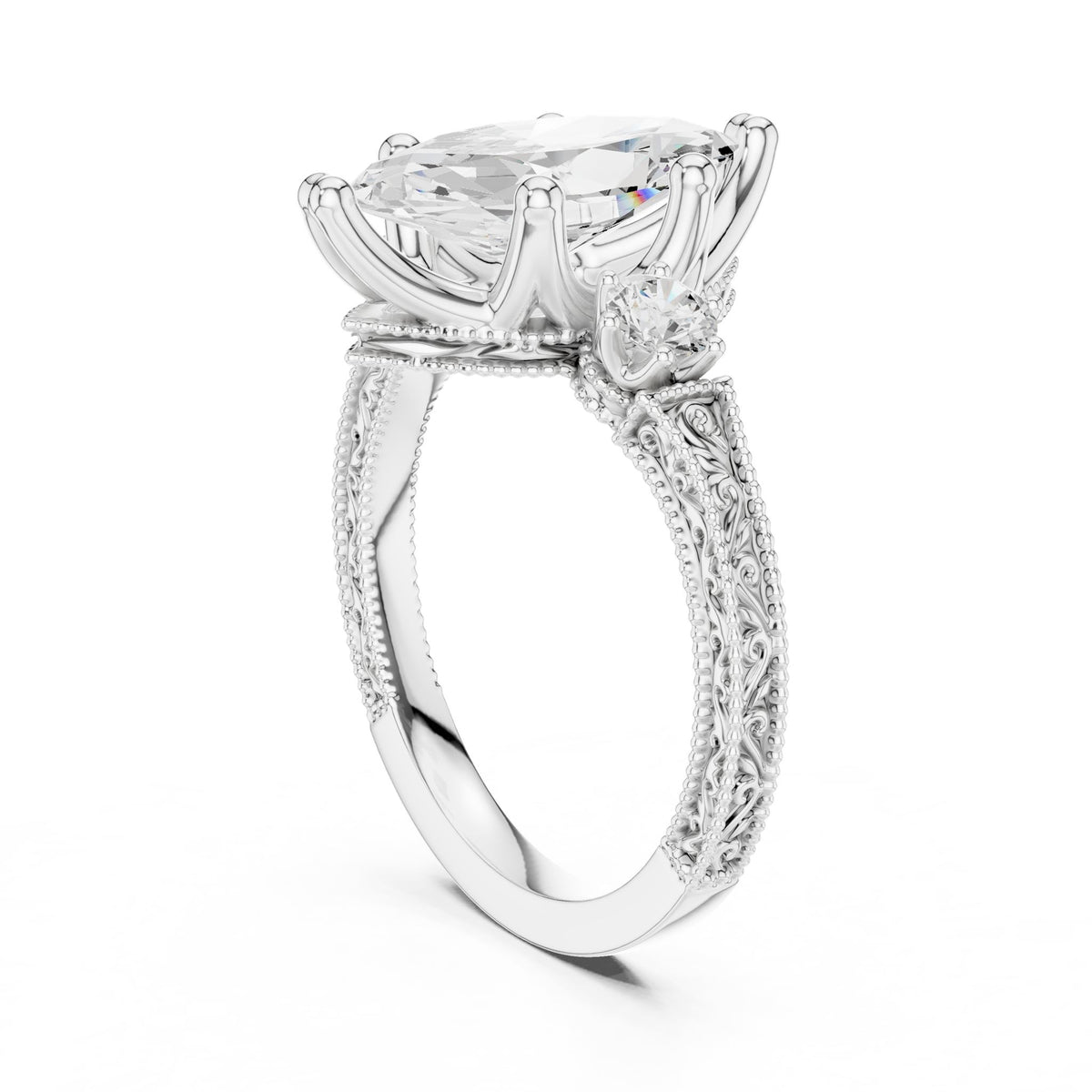 Marquise Three Stone Lab Grown Diamond Engagement Ring